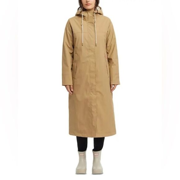 NWT Sammy Rubberized Long Padded Raincoat -British Tan Sz XS
